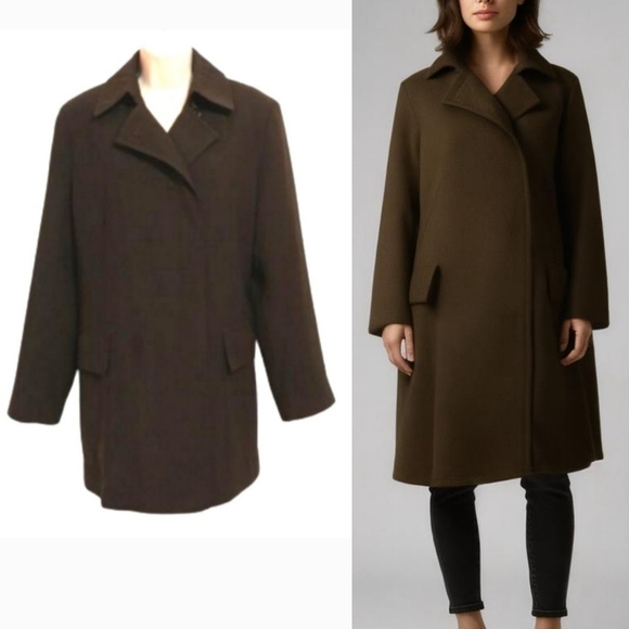 Gallery Jackets & Blazers - Gallery Brown Midi Coat Removable Liner Medium